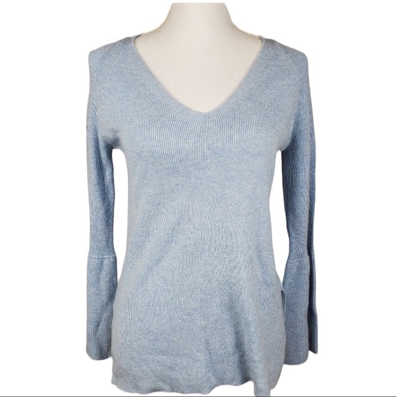 J Crew V Neck Wool Blend Sweater Peplum Sleeves - Picture 1 of 9